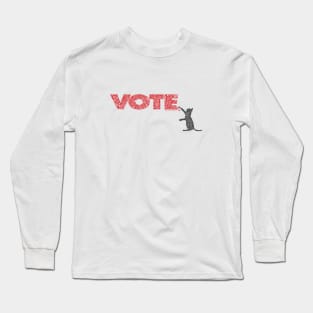 Cat Scratching The Red Vote Circle Design Long Sleeve T-Shirt